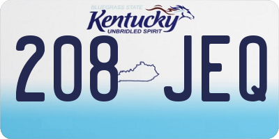 KY license plate 208JEQ