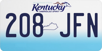 KY license plate 208JFN