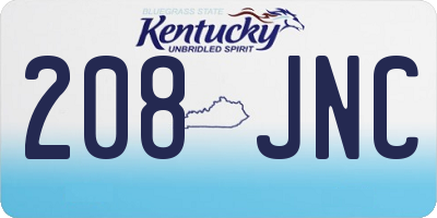 KY license plate 208JNC