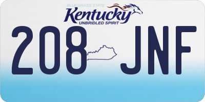 KY license plate 208JNF