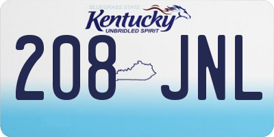KY license plate 208JNL