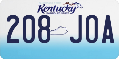 KY license plate 208JOA