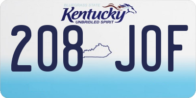 KY license plate 208JOF
