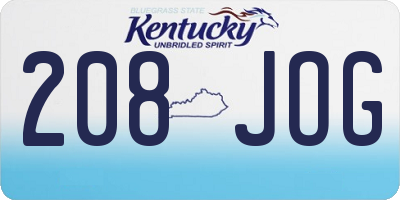 KY license plate 208JOG