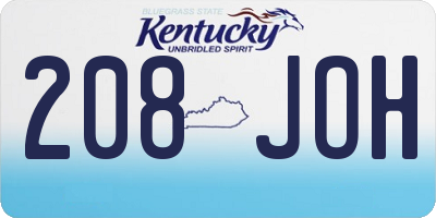 KY license plate 208JOH