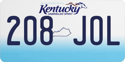 KY license plate 208JOL