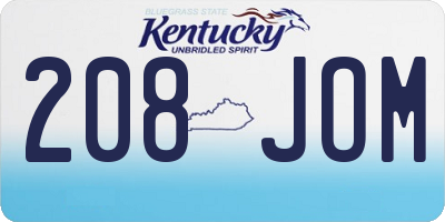 KY license plate 208JOM