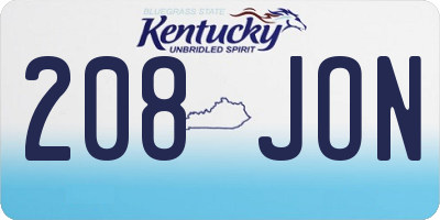 KY license plate 208JON