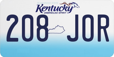 KY license plate 208JOR