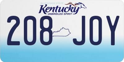 KY license plate 208JOY