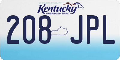 KY license plate 208JPL