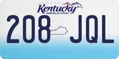 KY license plate 208JQL