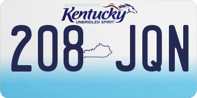 KY license plate 208JQN