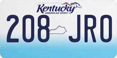 KY license plate 208JRO