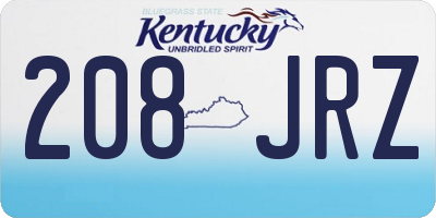 KY license plate 208JRZ