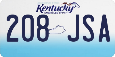 KY license plate 208JSA