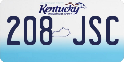 KY license plate 208JSC