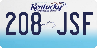 KY license plate 208JSF