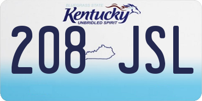 KY license plate 208JSL
