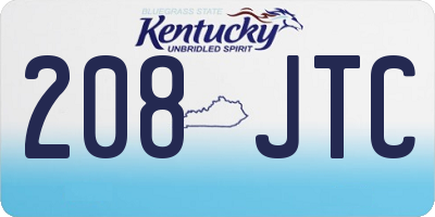 KY license plate 208JTC