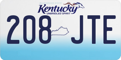 KY license plate 208JTE