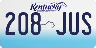 KY license plate 208JUS