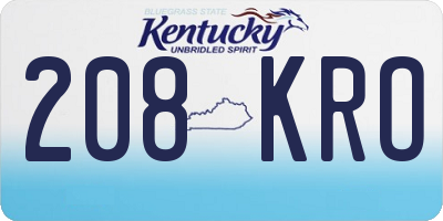 KY license plate 208KRO