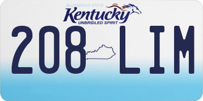 KY license plate 208LIM