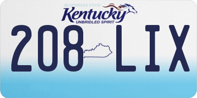 KY license plate 208LIX