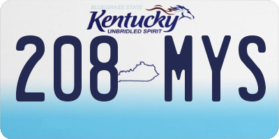 KY license plate 208MYS
