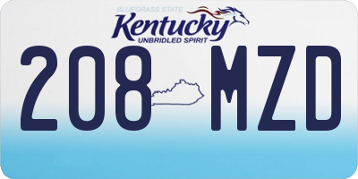 KY license plate 208MZD