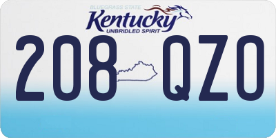 KY license plate 208QZO