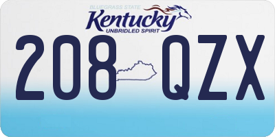KY license plate 208QZX