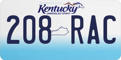 KY license plate 208RAC