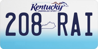 KY license plate 208RAI