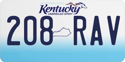 KY license plate 208RAV