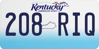 KY license plate 208RIQ