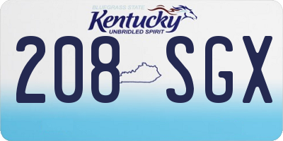 KY license plate 208SGX