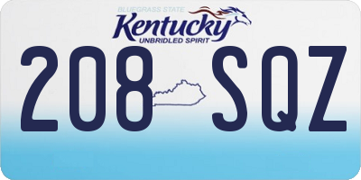 KY license plate 208SQZ