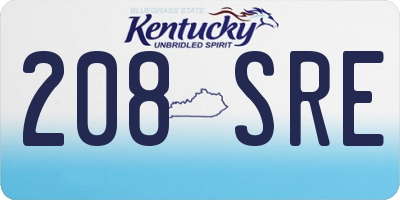 KY license plate 208SRE