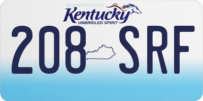 KY license plate 208SRF
