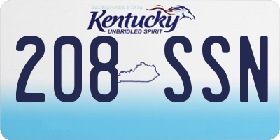 KY license plate 208SSN