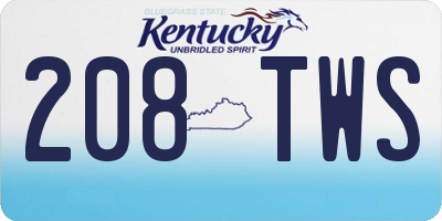 KY license plate 208TWS