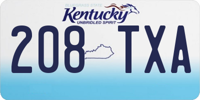 KY license plate 208TXA