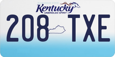 KY license plate 208TXE