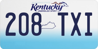 KY license plate 208TXI