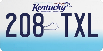 KY license plate 208TXL