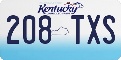 KY license plate 208TXS