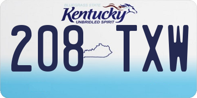 KY license plate 208TXW