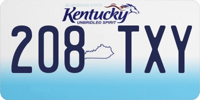 KY license plate 208TXY